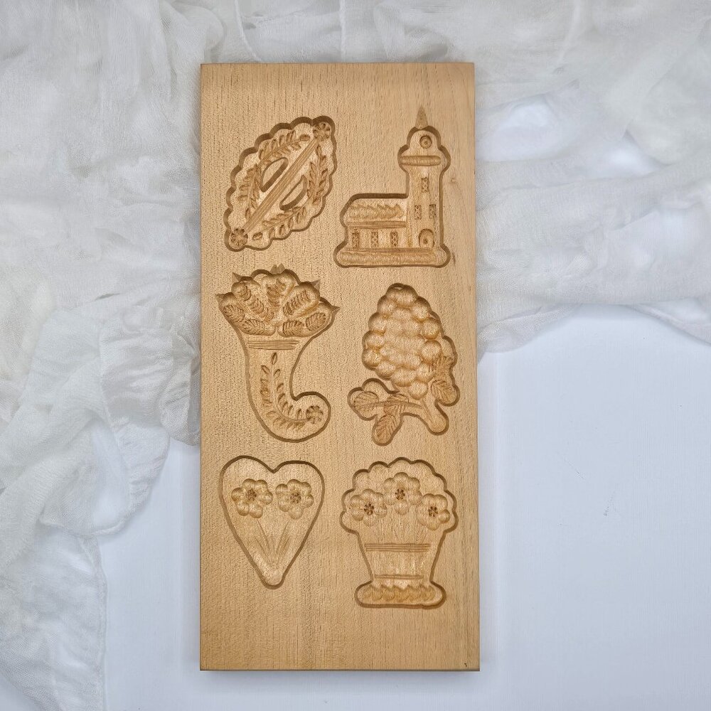 Vintage Hand-Carved Springerle Cookie Mold – Vintage Wooden Baking Mold